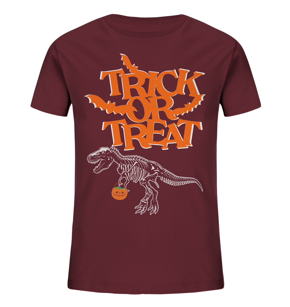 Halloween Shirt Trick or Treat Dino, Herbst T-Shirt, Dinosaurier Shirt, Halloween Outfit, Halloween Kostüm - Kids Organic Shirt