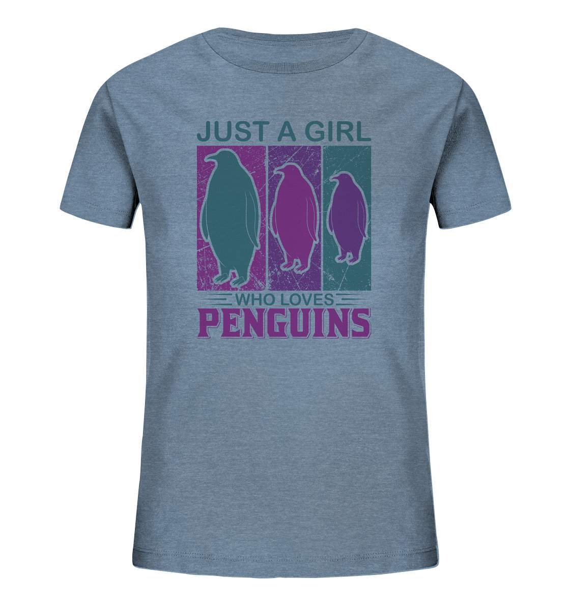 Pinguin Just a Girl who loves Penguins - Kids Organic Shirt-bild pinguin,humboldt pinguin,Just a Girl who loves Penguins,pinguin,Pinguin Bild,pinguin clipart,pinguin comic,pinguin druck,pinguin shirt,pinguin t-shirt,plitsch platsch pinguin