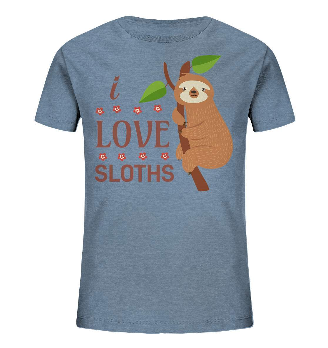 Faultier I Love Sloths - Kids Organic Shirt-3 finger faultier,3 zehen faultier,das faultier,ein faultier,faul,Faultier,faultier shirt,faultier t shirt damen,faultierfarm,faultiermotiv,I Love Sloths,riesenfaultier,t-shirt mit faultier