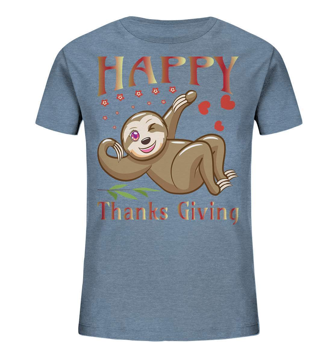 Sloth Happy Thanks Giving - Kids Organic Shirt-3 finger faultier,4 Donnerstag November,dankbarkeit,das erste thanksgiving,faultier,friendsgiving,happy Thanks giving,hilfe,riesenfaultier,thanks giving,thanks giving tag,thanks giving ursprung,thanksgiving truthan