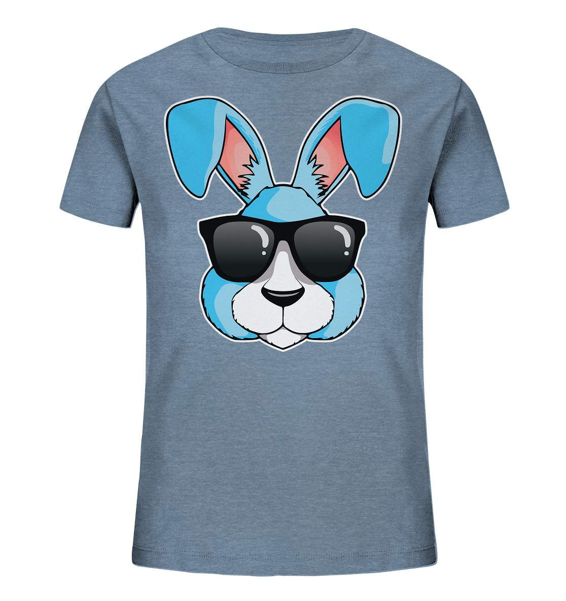 Hase mit langen Ohren und Sonnenbrille für coole Kids - Kids Organic Shirt-blaue welt,blauer hase,comic hase,cool,geschenkidee,hase,hasenzeichnung,illustration,kaninchen,osterhase,ostern,sonnenbrille,weihnachtsgeschenk