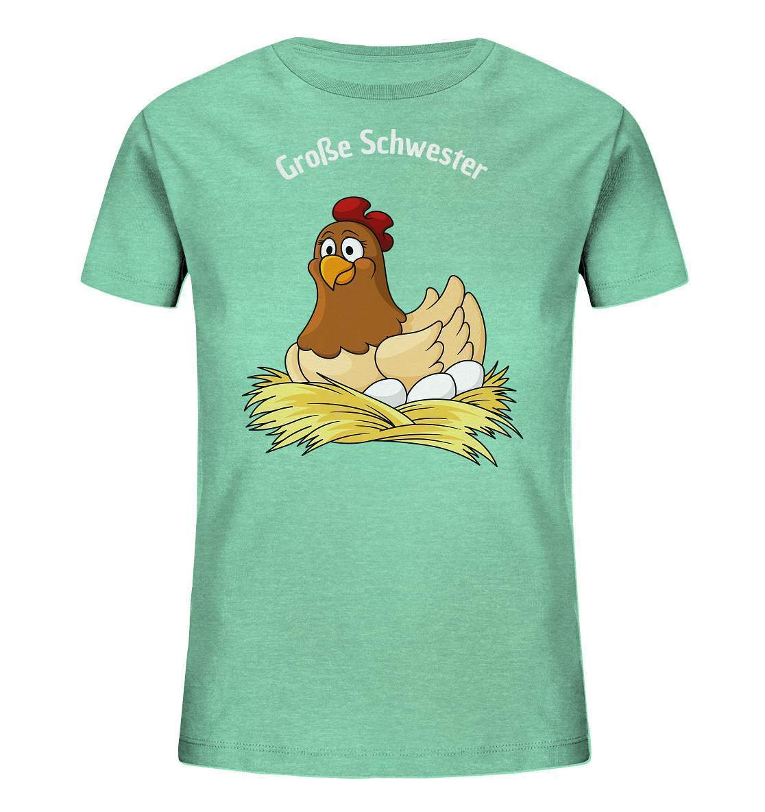 Große Schwester Hühnerliebe - Kinder Bio T-Shirt-geflügelbauer,geflügelverein,geschenk,geschenkidee,geschwister,geschwister outfit,geschwisterliebe,geschwisteroutfit,Glucke,große schwester,hahn,henne,hobbyzucht,hobbyzüchter,huhn,hunh,hähnchen,hähne,hühnchen,hühner,hühnerfarm,hühnerstall,hühnerzüchter,landwirt,liebe,lieblingsschwester,schwester,Schwestern,Schwesternliebe,stolze schwester,tochter,verrücktes Huhn