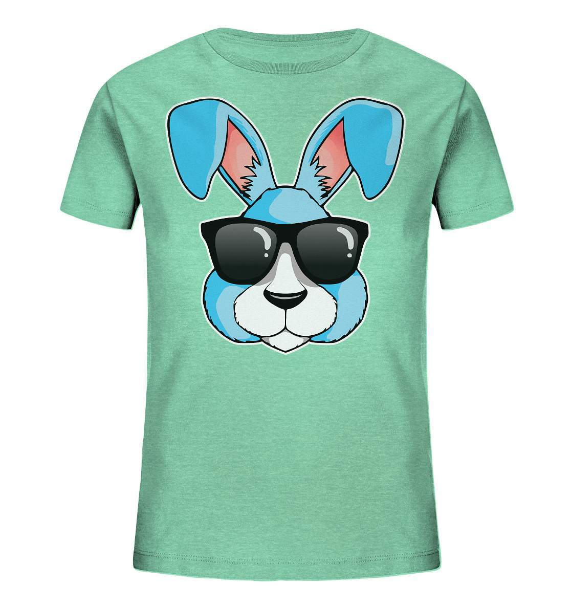 Hase mit langen Ohren und Sonnenbrille für coole Kids - Kids Organic Shirt-blaue welt,blauer hase,comic hase,cool,geschenkidee,hase,hasenzeichnung,illustration,kaninchen,osterhase,ostern,sonnenbrille,weihnachtsgeschenk