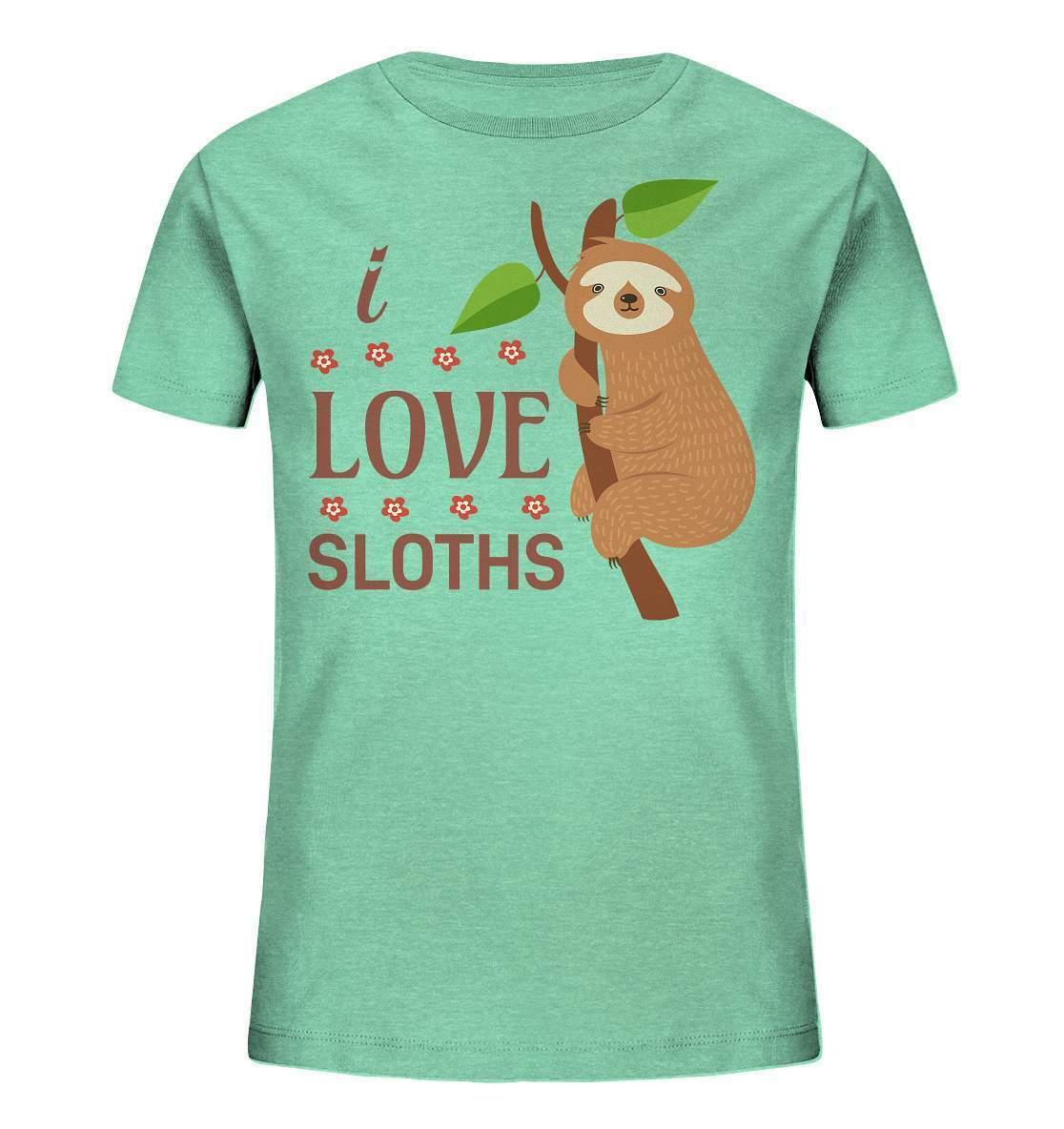 Faultier I Love Sloths - Kids Organic Shirt-3 finger faultier,3 zehen faultier,das faultier,ein faultier,faul,Faultier,faultier shirt,faultier t shirt damen,faultierfarm,faultiermotiv,I Love Sloths,riesenfaultier,t-shirt mit faultier