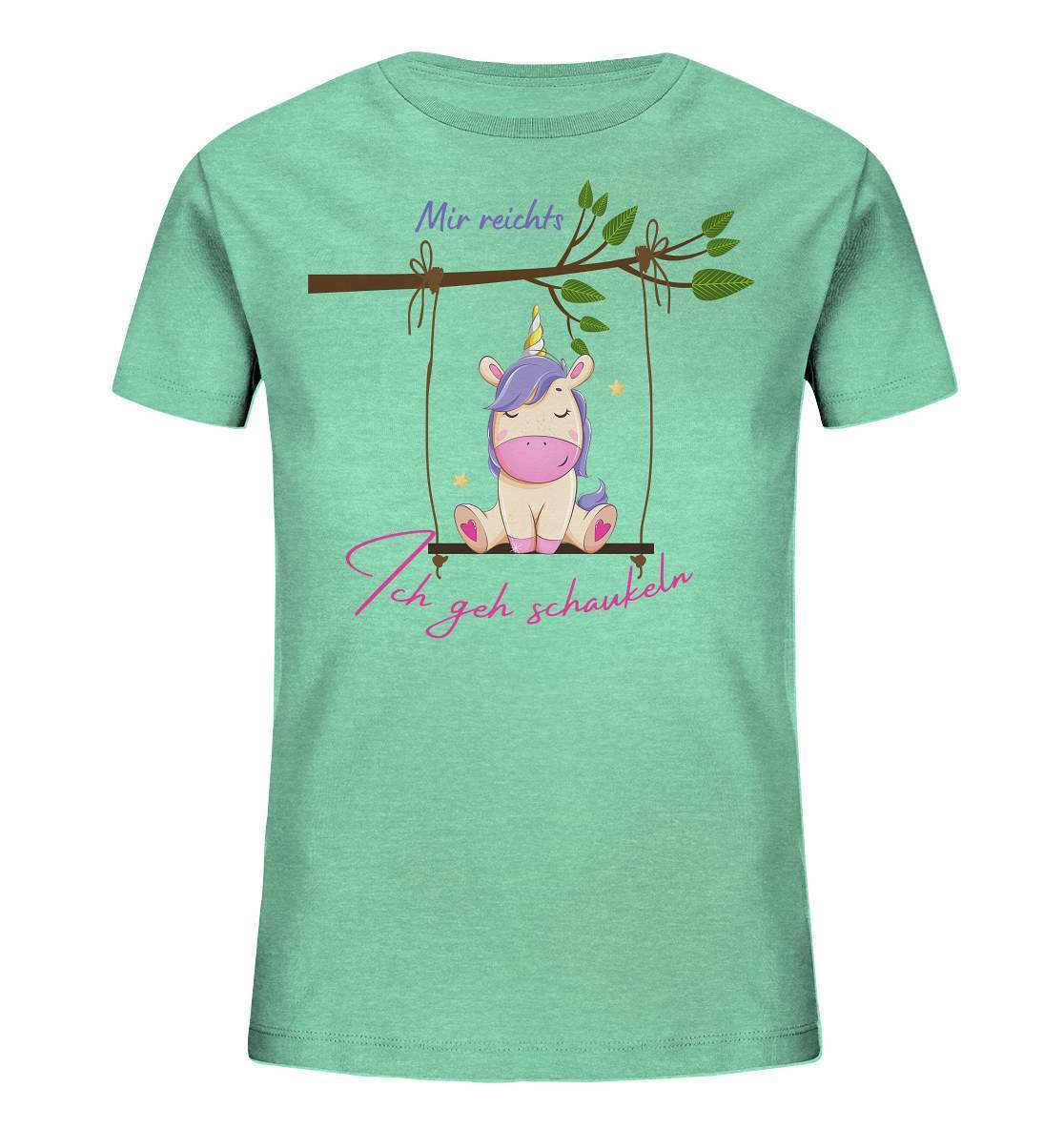 Einhorn Motiv Mir reicht's Ich geh schaukeln - Kids Organic Shirt-baumschaukel,bockig,einhorn,einhorn t shirt,einhorn t-shirt mitnamen,einzigartig,fabel,fabeltier,fabelwesen,fantastisch,fantasy,funny,funshirt,geschenkidee,mythisch,märchen,personalisierbar,schaukel,schaukel einhorn,schaukel mit einhorn,schaukeln,süßes einhorn,trotzig,wunderbar,wundervoll