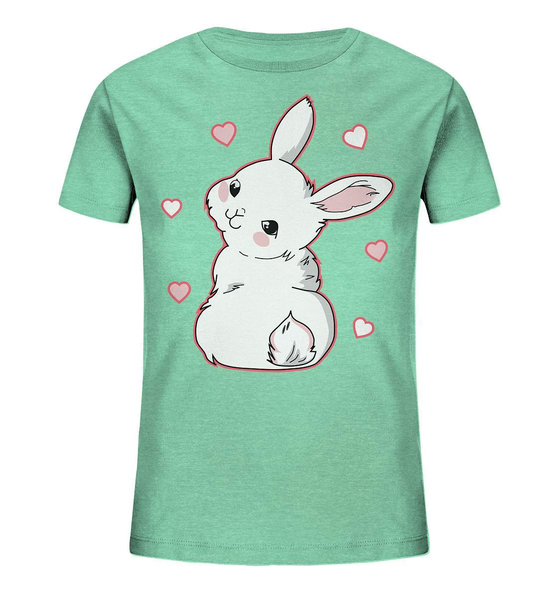 Weißes Kaninchen mit Schulterblick - Kids Organic Shirt-comic hase,geschenkidee,hase,hasenzeichnung,illustration,kaninchen,kleiner hase,niedlicher Hase,osterhase,ostern,pinke welt,Schulterblick,weihnachtsgeschenk