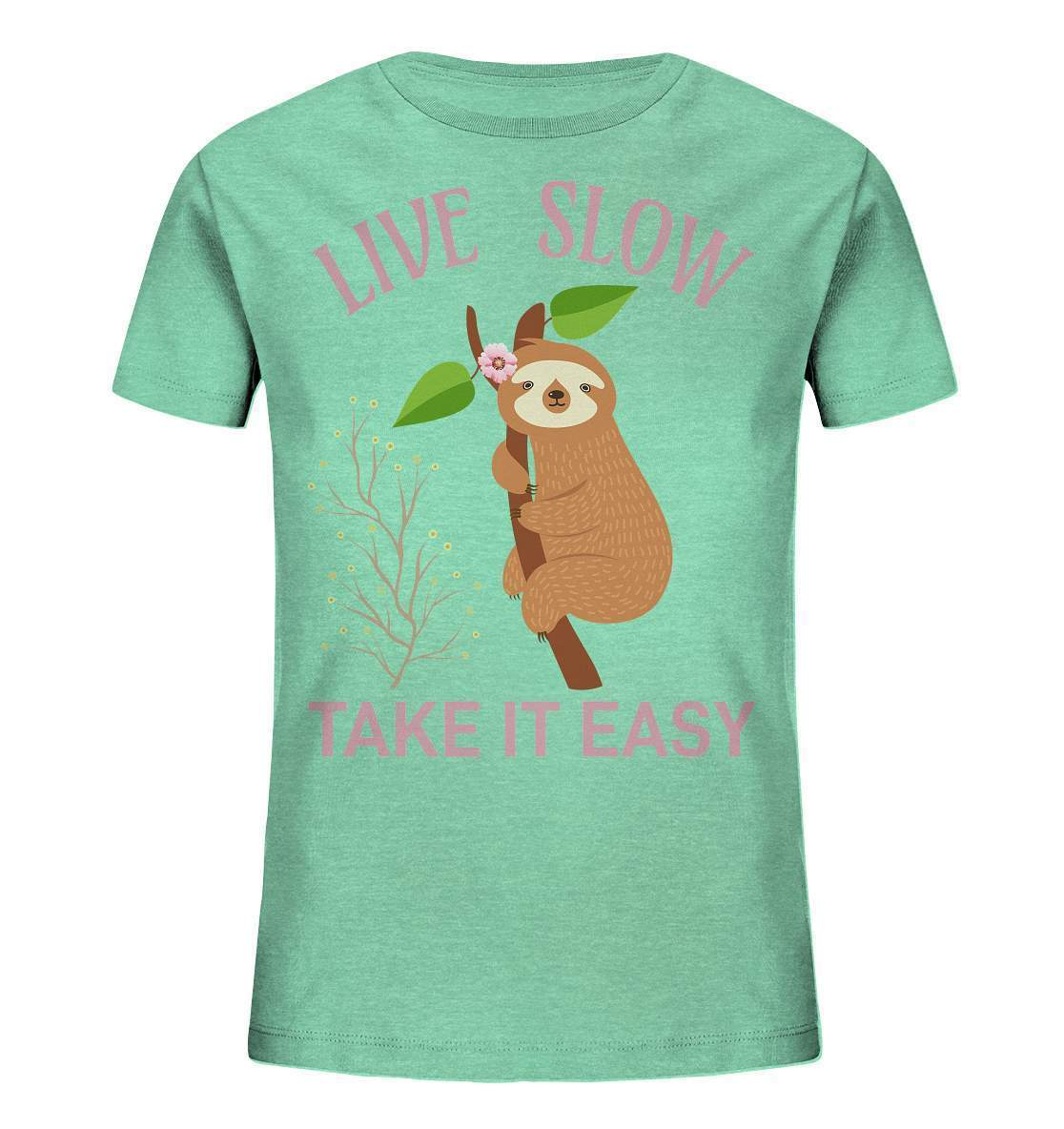 Faultier Live Slow Take it Easy - Kids Organic Shirt-3 finger faultier,3 zehen faultier,das faultier,ein faultier,faul,Faultier,faultier shirt,faultier t shirt damen,faultierfarm,faultiermotiv,Live Slow Take it Easy,riesenfaultier,t-shirt mit faultier