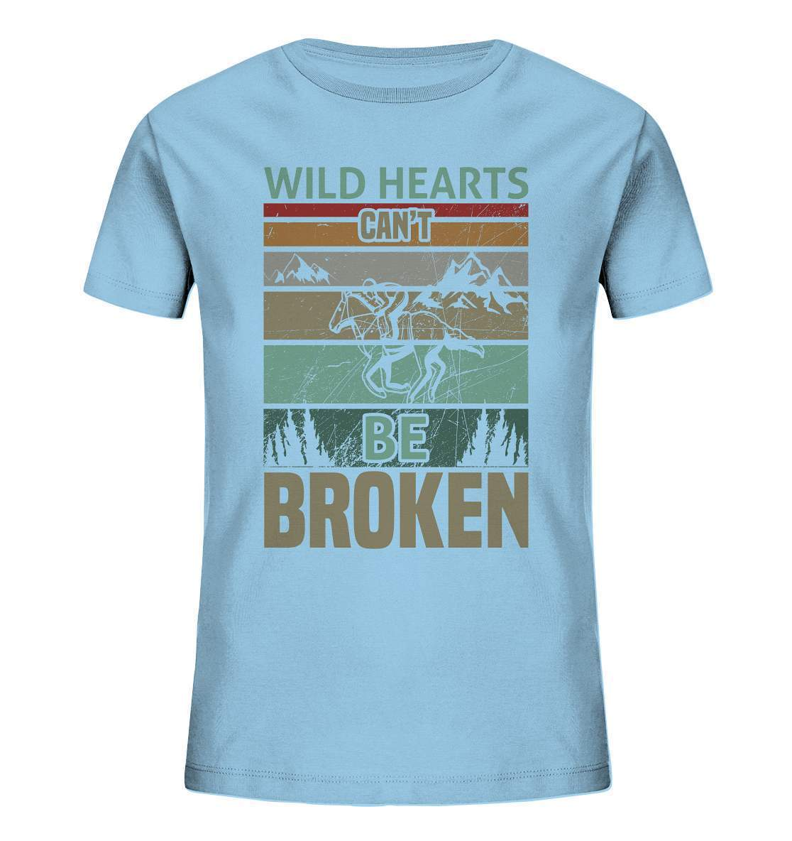 Pferde Wild Hearts can't be broken - Kids Organic Shirt-dressur,dressurpferd,haflinger,Pferd,pony,ponyhof,reiter,reitsport,reitverein,sattel,springpferd,springreiten,Wild Hearts can't be broken