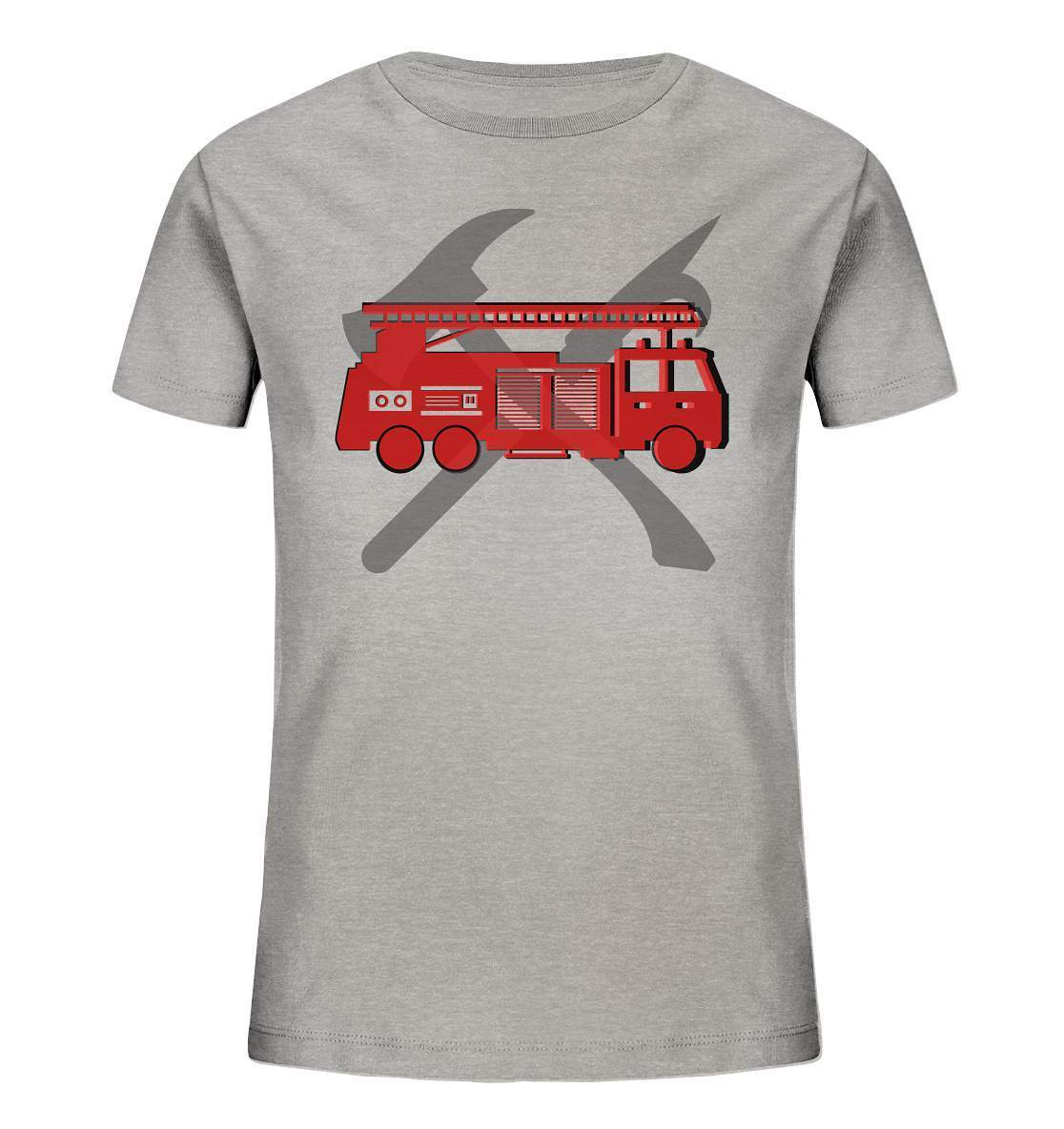 Feuerwehr Auto und Feuerlöschwerkzeuge - Kids Organic Shirt-berufsfeuerwehr,feuerwehr,Feuerwehrfrau,Feuerwehrmann,freiwillige feuerwehr,geschenk,helikopter,jugendfeuerwehr,jungen,mädchen