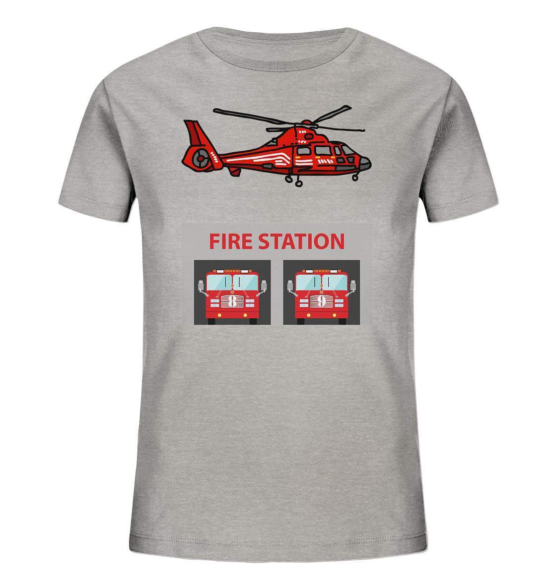 Feuerwehr Helikopter Fire Station - Kids Organic Shirt-berufsfeuerwehr,feuerwehr,Feuerwehrfrau,Feuerwehrmann,freiwillige feuerwehr,geschenk,helikopter,jugendfeuerwehr,jungen,mädchen