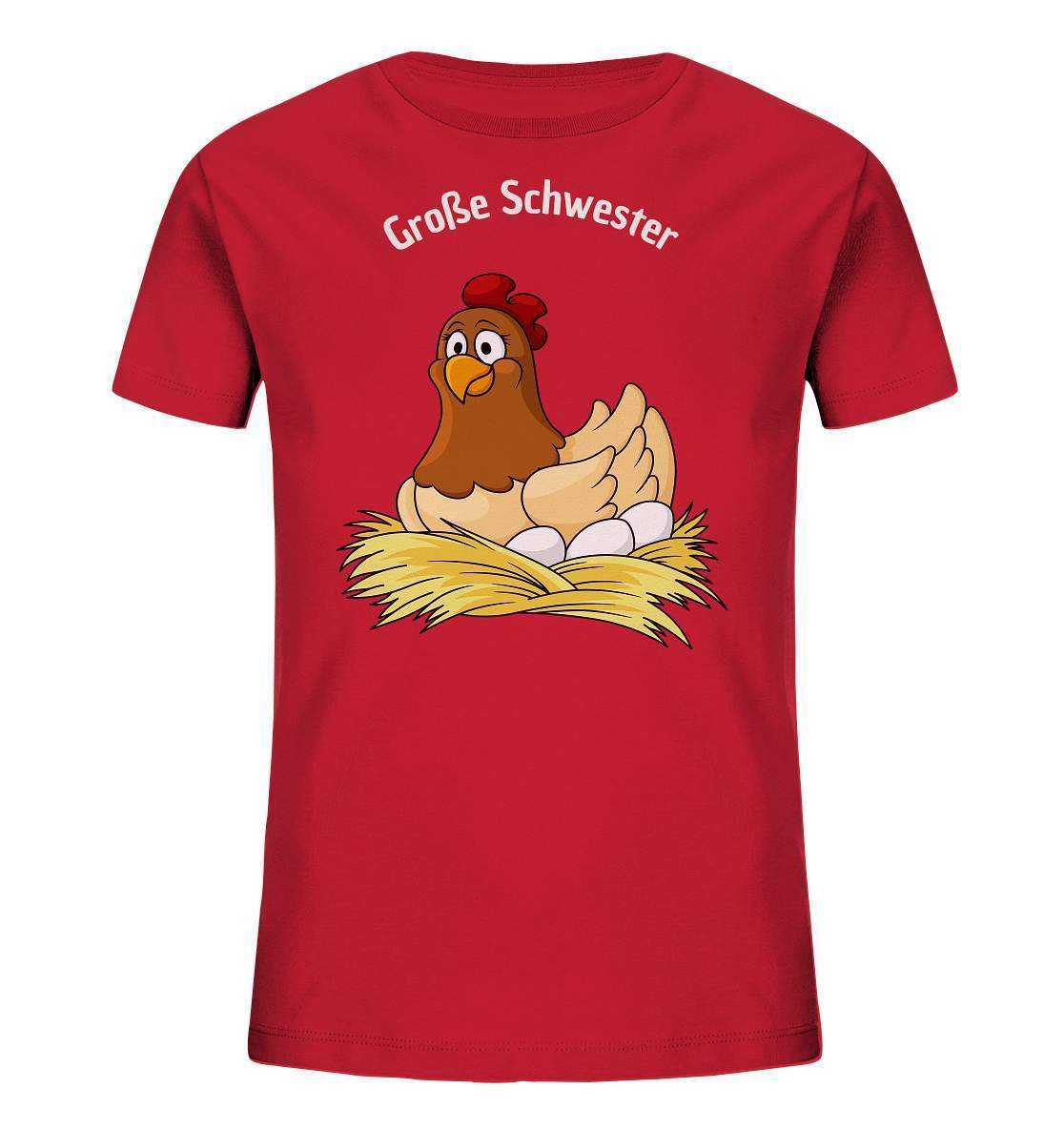 Große Schwester Hühnerliebe - Kinder Bio T-Shirt-geflügelbauer,geflügelverein,geschenk,geschenkidee,geschwister,geschwister outfit,geschwisterliebe,geschwisteroutfit,Glucke,große schwester,hahn,henne,hobbyzucht,hobbyzüchter,huhn,hunh,hähnchen,hähne,hühnchen,hühner,hühnerfarm,hühnerstall,hühnerzüchter,landwirt,liebe,lieblingsschwester,schwester,Schwestern,Schwesternliebe,stolze schwester,tochter,verrücktes Huhn