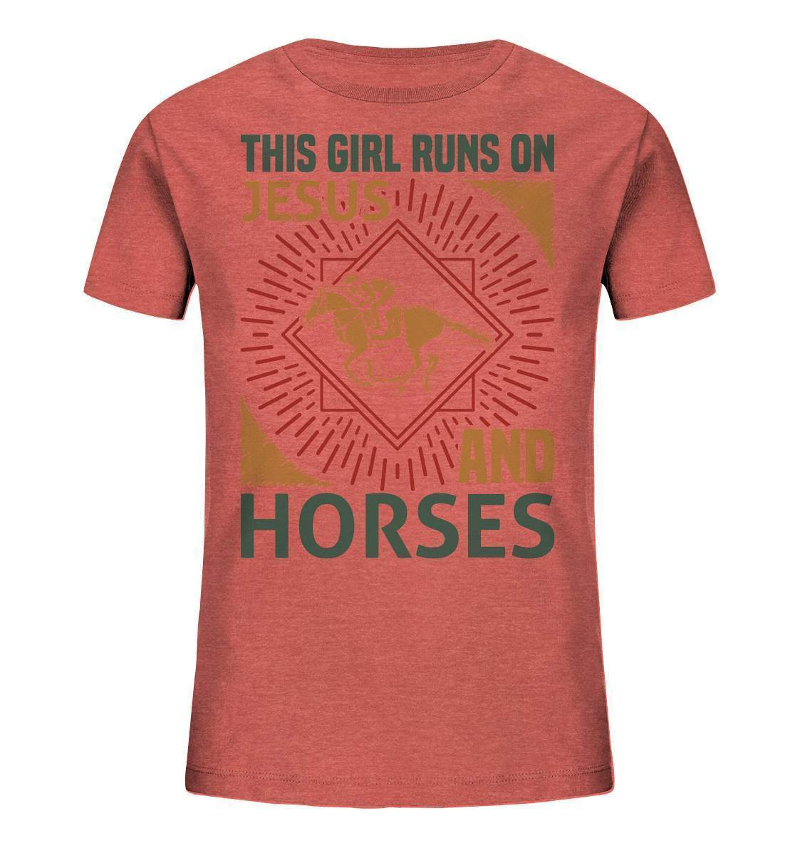 Pferde This Girl runs on Jesus and Horses - Kids Organic Shirt-dressur,dressurpferd,Girl runs on Jesus and Horses,haflinger,pony,ponyhof,reiter,reitsport,reitverein,sattel,springpferd,springreiten