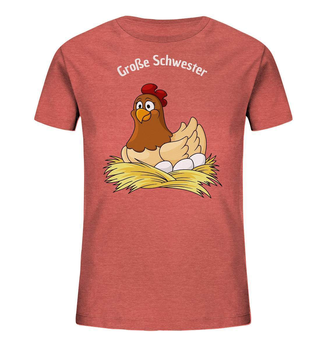 Große Schwester Hühnerliebe - Kinder Bio T-Shirt-geflügelbauer,geflügelverein,geschenk,geschenkidee,geschwister,geschwister outfit,geschwisterliebe,geschwisteroutfit,Glucke,große schwester,hahn,henne,hobbyzucht,hobbyzüchter,huhn,hunh,hähnchen,hähne,hühnchen,hühner,hühnerfarm,hühnerstall,hühnerzüchter,landwirt,liebe,lieblingsschwester,schwester,Schwestern,Schwesternliebe,stolze schwester,tochter,verrücktes Huhn