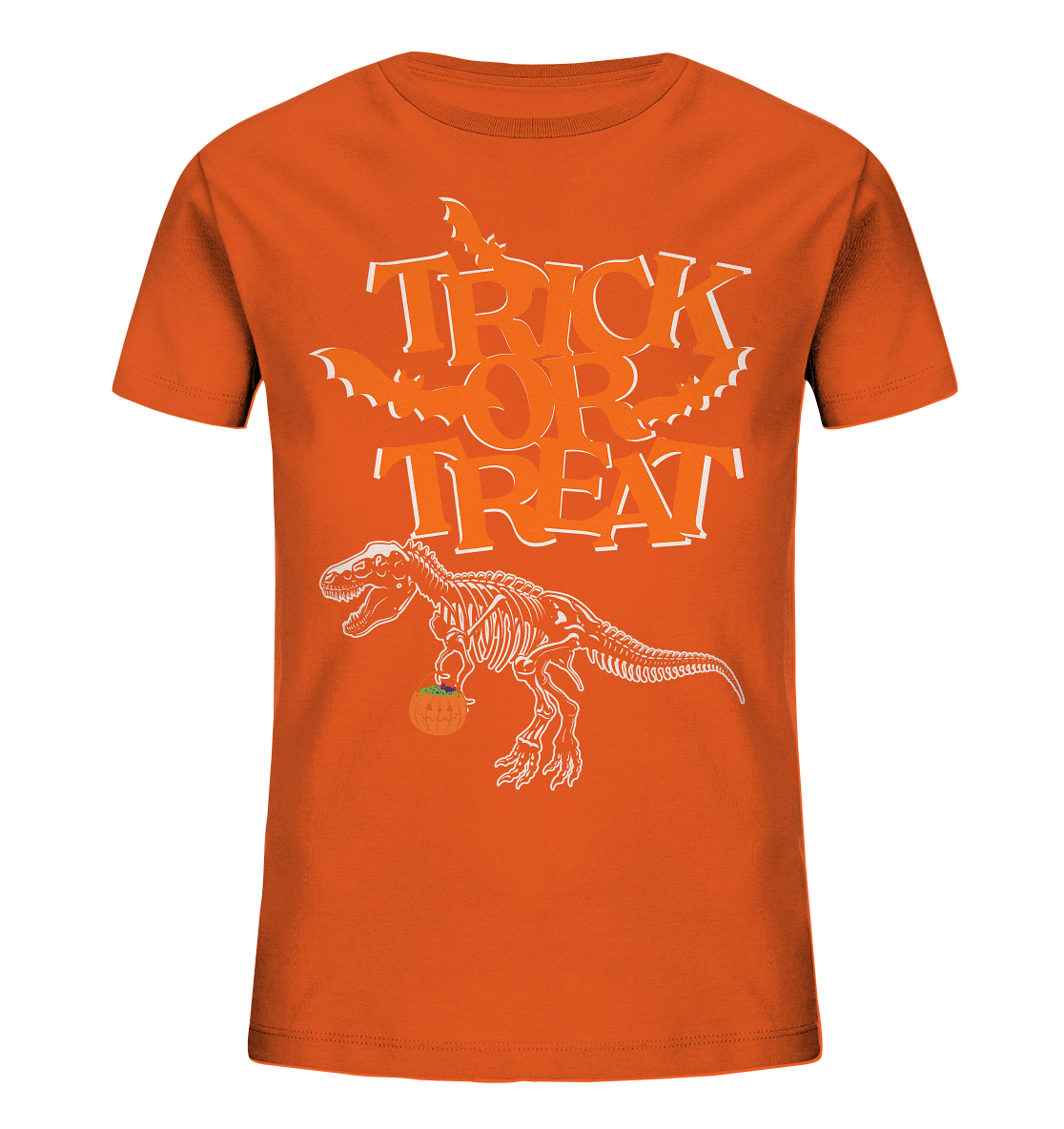 Halloween Shirt Trick or Treat Dino, Herbst T-Shirt, Dinosaurier Shirt, Halloween Outfit, Halloween Kostüm - Kids Organic Shirt