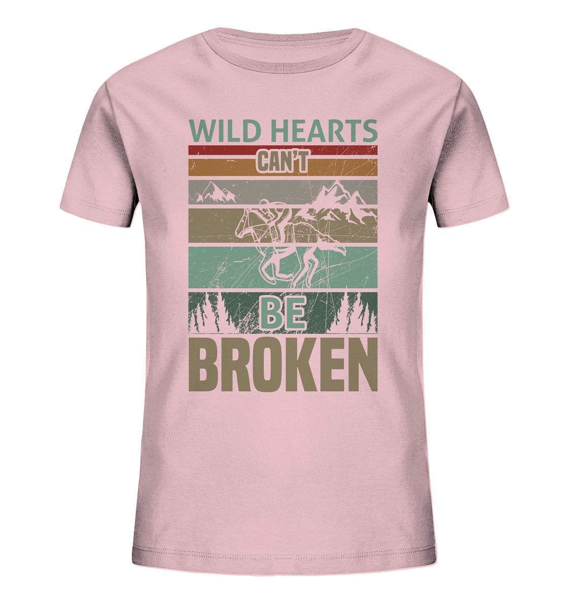 Pferde Wild Hearts can't be broken - Kids Organic Shirt-dressur,dressurpferd,haflinger,Pferd,pony,ponyhof,reiter,reitsport,reitverein,sattel,springpferd,springreiten,Wild Hearts can't be broken