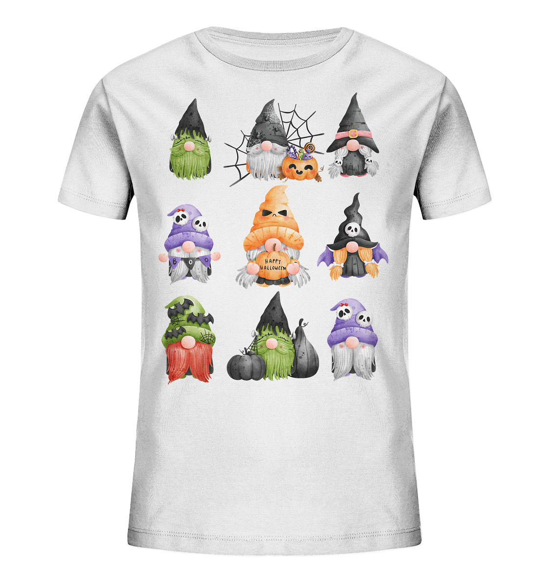 Halloween Gnome Shirt, Halloween Shirt, Herbst T-Shirt, Gnome Gesichter Shirt, Halloween Outfit, Wichtel Halloween Kostüm - Kids Organic Shirt