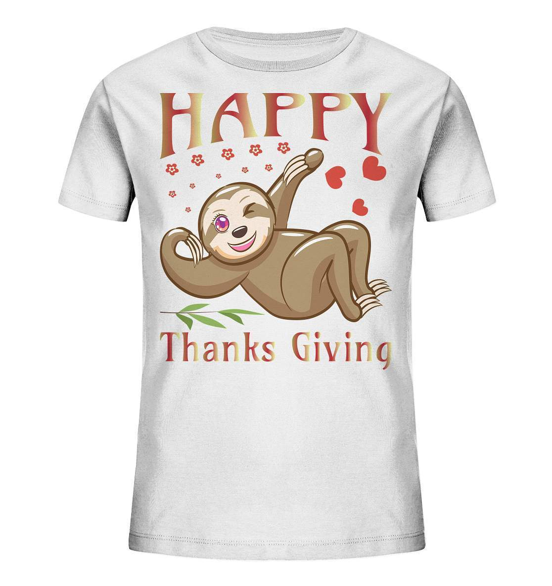 Sloth Happy Thanks Giving - Kids Organic Shirt-3 finger faultier,4 Donnerstag November,dankbarkeit,das erste thanksgiving,faultier,friendsgiving,happy Thanks giving,hilfe,riesenfaultier,thanks giving,thanks giving tag,thanks giving ursprung,thanksgiving truthan