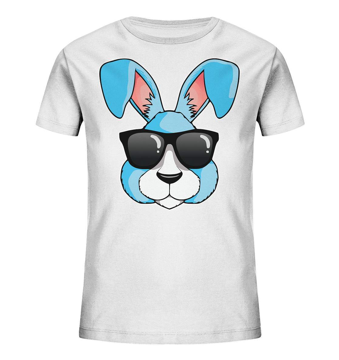 Hase mit langen Ohren und Sonnenbrille für coole Kids - Kids Organic Shirt-blaue welt,blauer hase,comic hase,cool,geschenkidee,hase,hasenzeichnung,illustration,kaninchen,osterhase,ostern,sonnenbrille,weihnachtsgeschenk