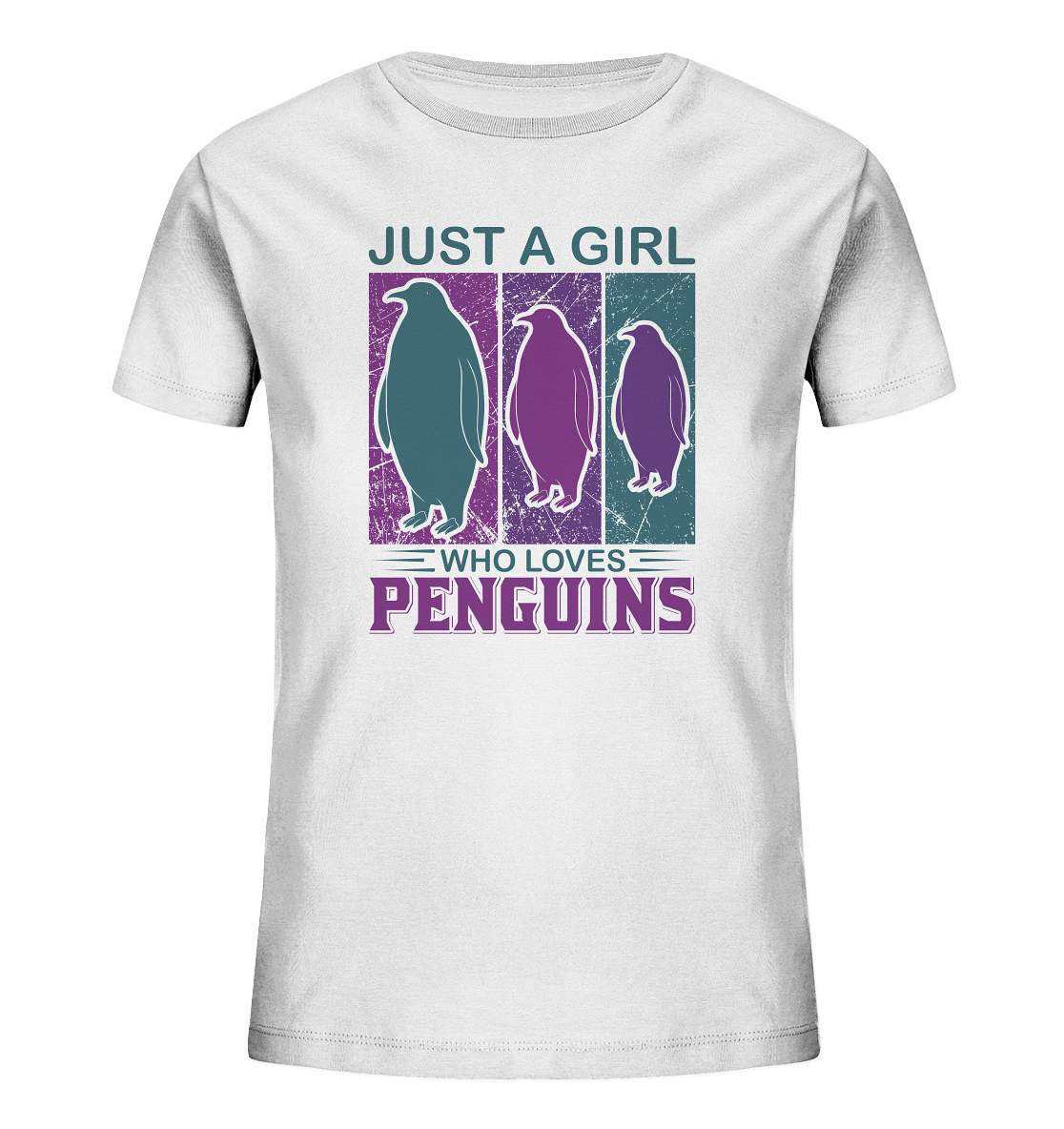 Pinguin Just a Girl who loves Penguins - Kids Organic Shirt-bild pinguin,humboldt pinguin,Just a Girl who loves Penguins,pinguin,Pinguin Bild,pinguin clipart,pinguin comic,pinguin druck,pinguin shirt,pinguin t-shirt,plitsch platsch pinguin