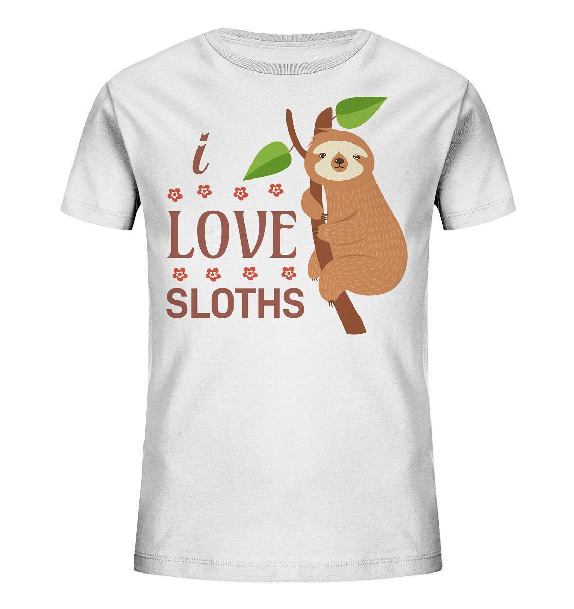 Faultier I Love Sloths - Kids Organic Shirt-3 finger faultier,3 zehen faultier,das faultier,ein faultier,faul,Faultier,faultier shirt,faultier t shirt damen,faultierfarm,faultiermotiv,I Love Sloths,riesenfaultier,t-shirt mit faultier