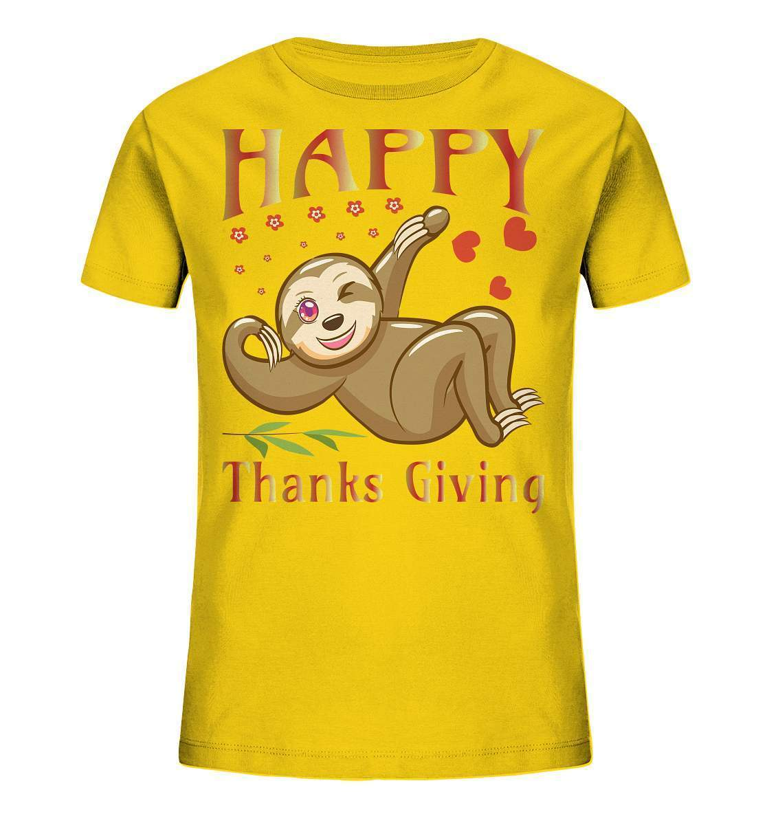 Sloth Happy Thanks Giving - Kids Organic Shirt-3 finger faultier,4 Donnerstag November,dankbarkeit,das erste thanksgiving,faultier,friendsgiving,happy Thanks giving,hilfe,riesenfaultier,thanks giving,thanks giving tag,thanks giving ursprung,thanksgiving truthan