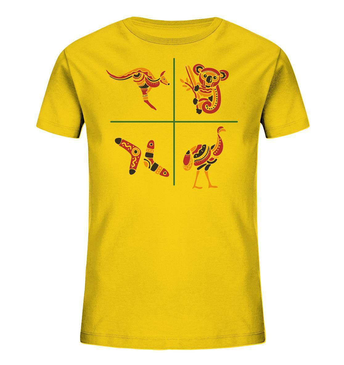 Australiens Schönheit in 4 Elementen - Kids Organic Shirt-aborigines,Australien,boomerang,eingeboren,eingeborene australien,emu,hand,koala,kunst australien,känguru,Outback,punkte,stammeskunst,tasmanisch