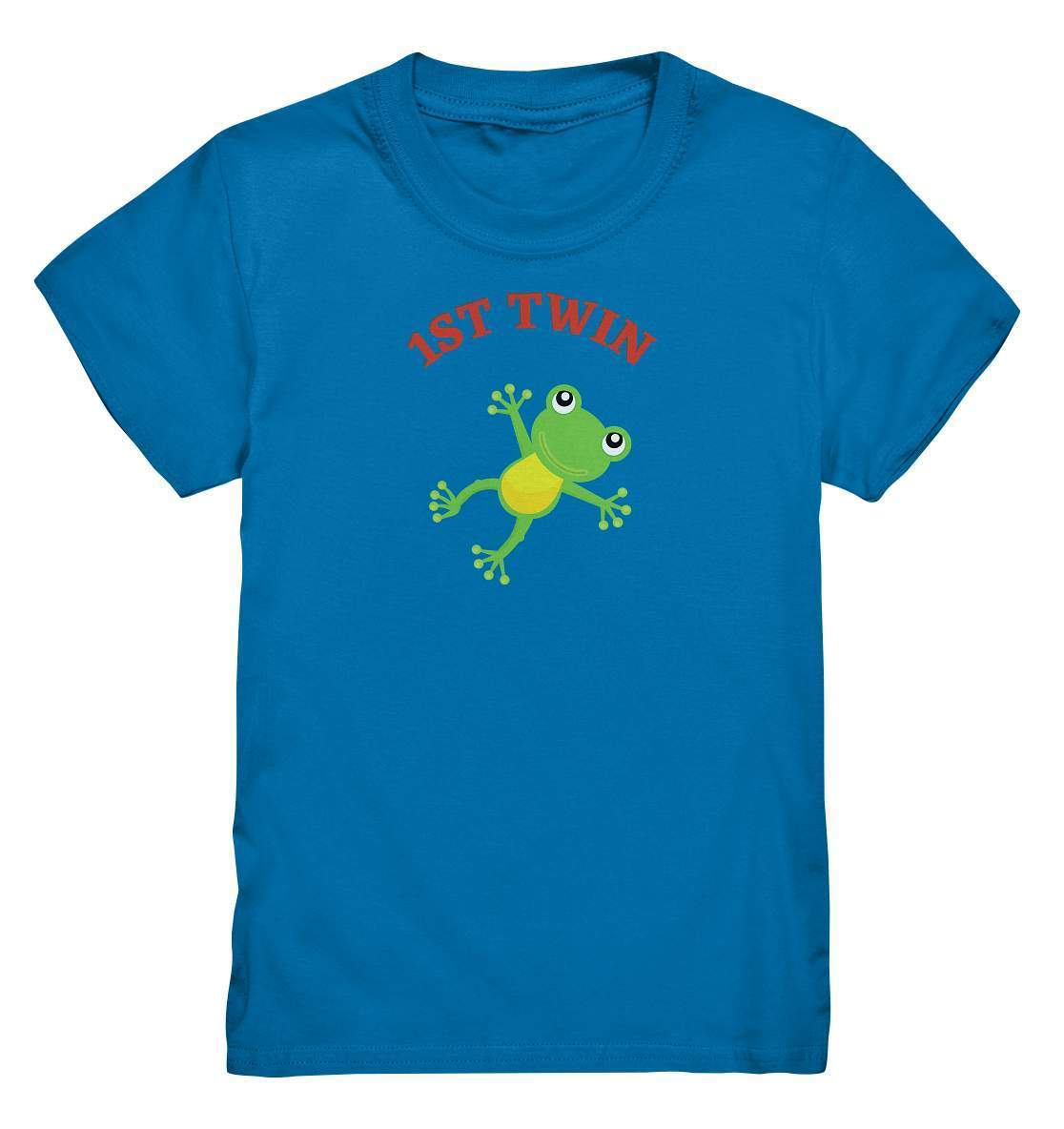 Zwilling Outfit - Erster Zwilling Frosch - Kids Premium Shirt-eineiige zwillinge,ertsgeborener,first twin,Frosch,geschwister,geschwisteroutfit,jungen,kinder,mädchen,naturliebe,twin,verwechseln,zweieiige zwillinge,zwillinge,zwillingsjungs,zwillingsmädchen,zwillingsoutfit