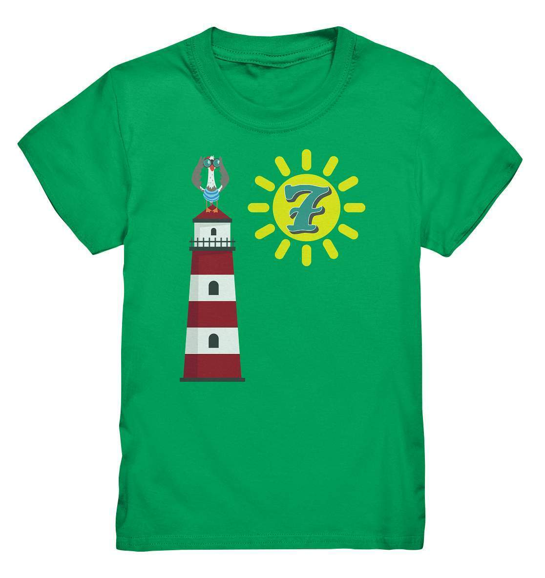 7. Geburtstag Outfit - Maritim Leuchtturm - Kids Premium Shirt-7 Jahre,7.geburtstag,fernglas,geburtstag,Geburtstagsfeier,Geburtstagsgeschenk,geburtstagsoutfit,jungen,kleinkind,leuchtturm,maritim,mädchen,möwe,seefahrer,sieben Jahre alt,siebenjährig,siebenter Geburtstag,siebter geburtstag,sonne,unisex