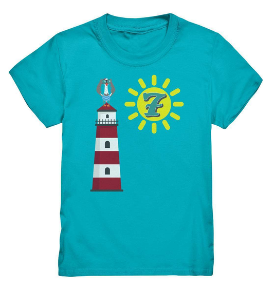 7. Geburtstag Outfit - Maritim Leuchtturm - Kids Premium Shirt-7 Jahre,7.geburtstag,fernglas,geburtstag,Geburtstagsfeier,Geburtstagsgeschenk,geburtstagsoutfit,jungen,kleinkind,leuchtturm,maritim,mädchen,möwe,seefahrer,sieben Jahre alt,siebenjährig,siebenter Geburtstag,siebter geburtstag,sonne,unisex