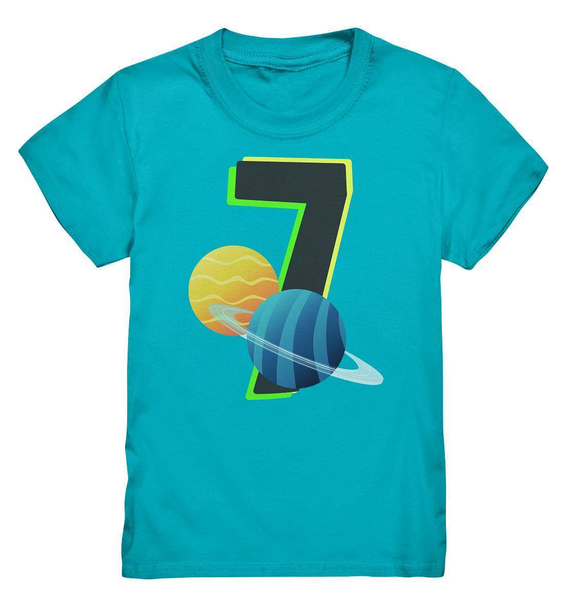 7. Geburtstag Outfit - Weltraum - Kids Premium Shirt-7 Jahre,7.Geburtstag,blauer planet,geburtstag,geburtstagsgeschenk,geburtstagsoutfit,gelber planet,Geschenk,geschenkidee,jungen,kind,mädchen,perfekte grafik,planeten,sieben Jahre alt,siebenjährig,siebenter Geburtstag,unisex,Weltall,weltallgeburtstag,Weltraum,wunderschönes Design