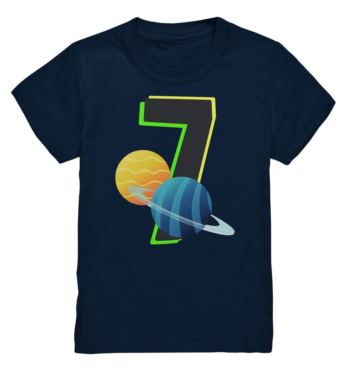 7. Geburtstag Outfit - Weltraum - Kids Premium Shirt-7 Jahre,7.Geburtstag,blauer planet,geburtstag,geburtstagsgeschenk,geburtstagsoutfit,gelber planet,Geschenk,geschenkidee,jungen,kind,mädchen,perfekte grafik,planeten,sieben Jahre alt,siebenjährig,siebenter Geburtstag,unisex,Weltall,weltallgeburtstag,Weltraum,wunderschönes Design