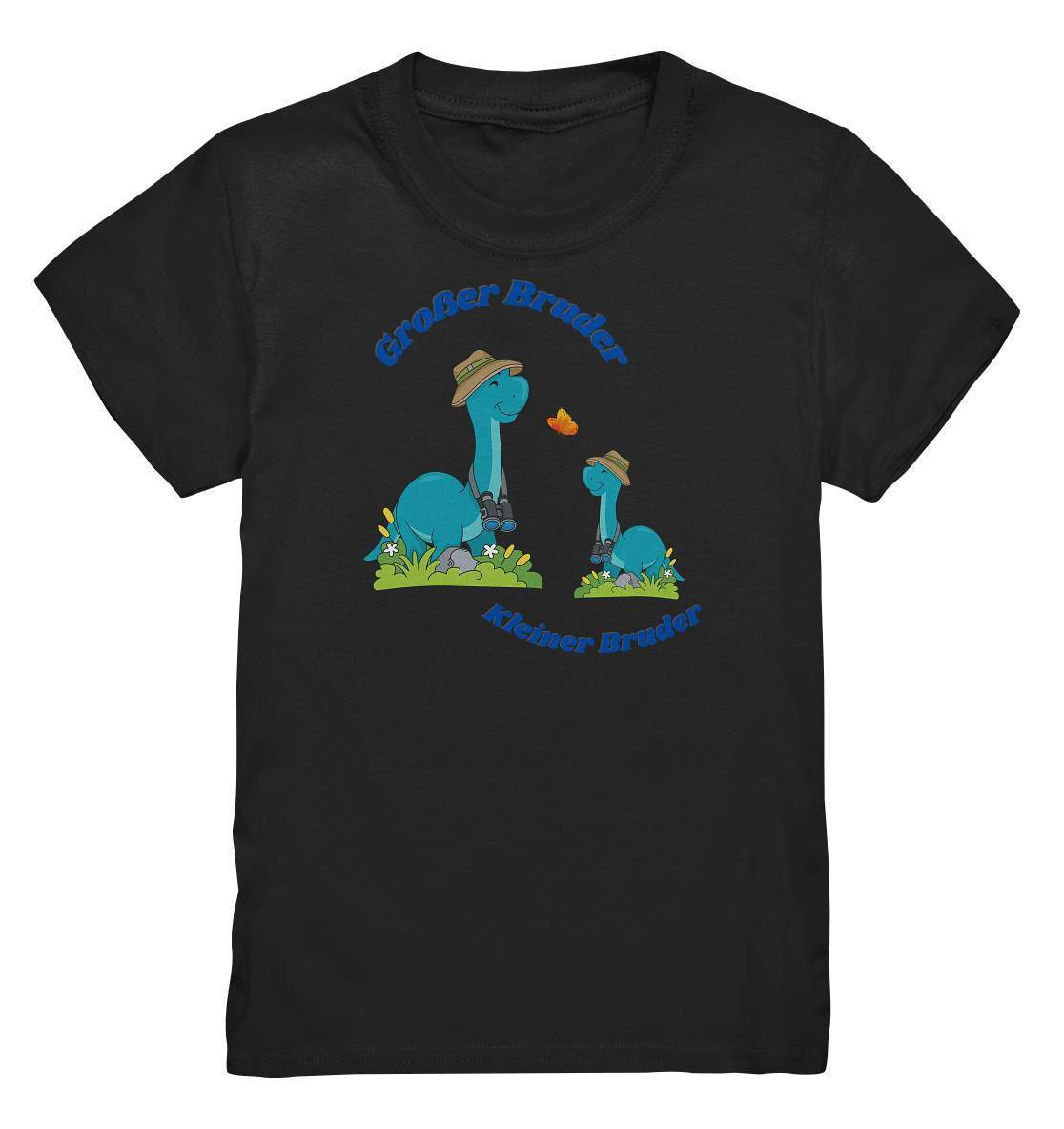 Geschwister Outfit - Zwei Brüder Dinosaurier - Kids Premium Shirt-bruder,dino,dino entdecken,dinofan,diplodocus,entdecker,fernglas,feuerwehrfan,geschenkidee,geschwister,geschwisterliebe,geschwisteroutfit,großer bruder,kleiner bruder,safarihut,unzertrennich