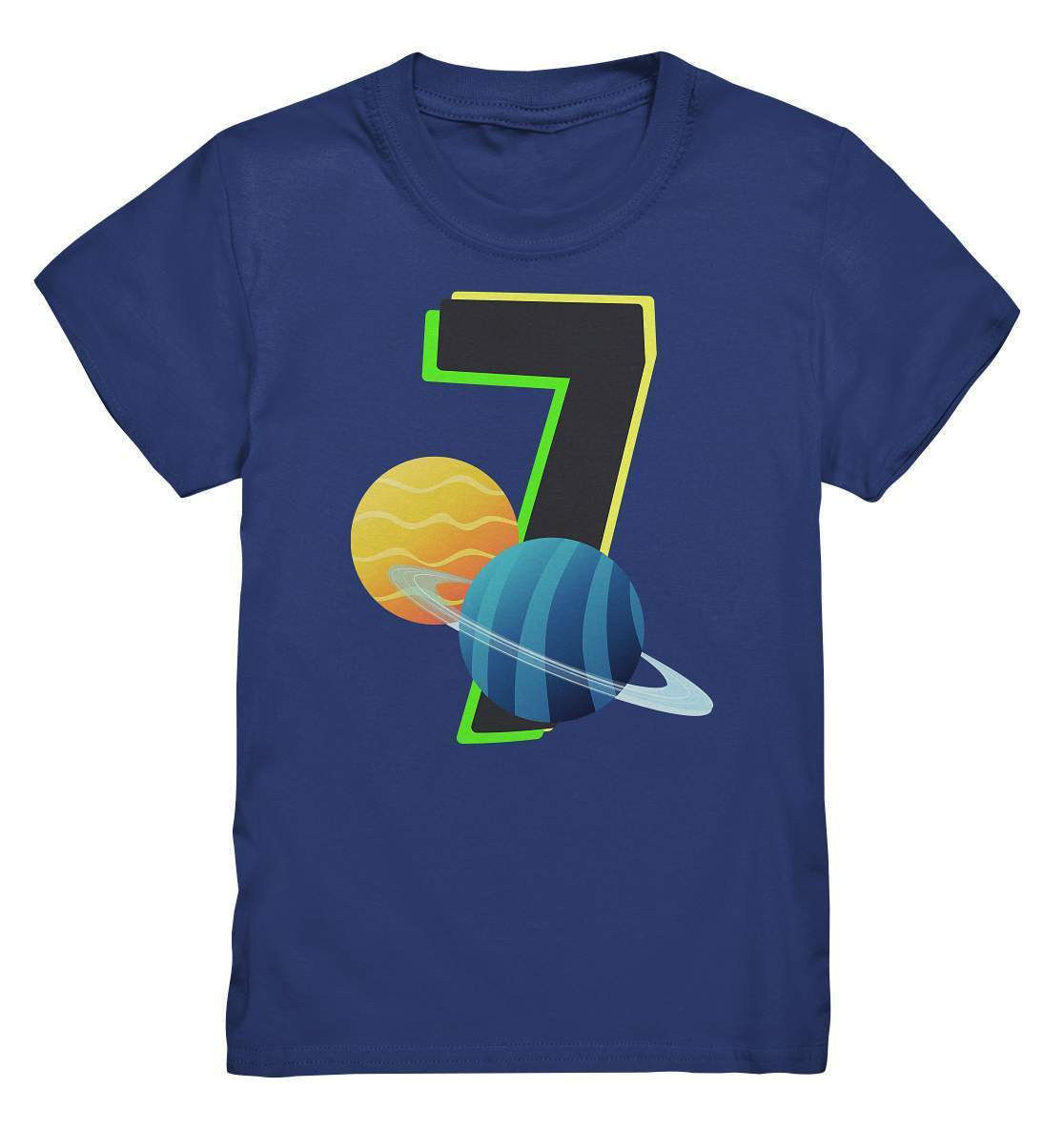 7. Geburtstag Outfit - Weltraum - Kids Premium Shirt-7 Jahre,7.Geburtstag,blauer planet,geburtstag,geburtstagsgeschenk,geburtstagsoutfit,gelber planet,Geschenk,geschenkidee,jungen,kind,mädchen,perfekte grafik,planeten,sieben Jahre alt,siebenjährig,siebenter Geburtstag,unisex,Weltall,weltallgeburtstag,Weltraum,wunderschönes Design