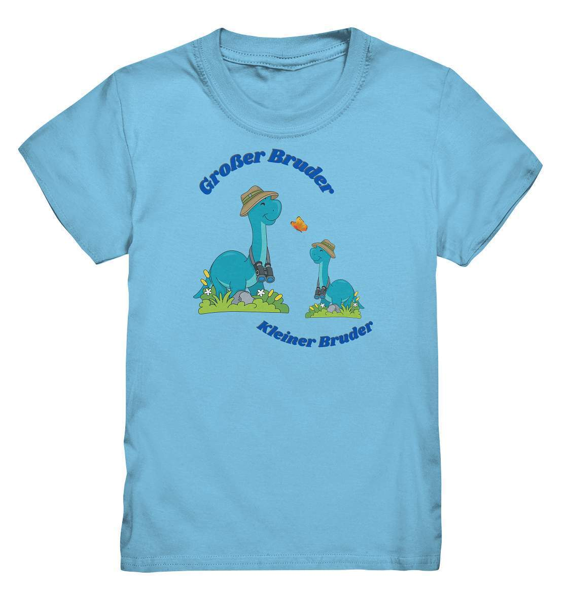 Geschwister Outfit - Zwei Brüder Dinosaurier - Kids Premium Shirt-bruder,dino,dino entdecken,dinofan,diplodocus,entdecker,fernglas,feuerwehrfan,geschenkidee,geschwister,geschwisterliebe,geschwisteroutfit,großer bruder,kleiner bruder,safarihut,unzertrennich