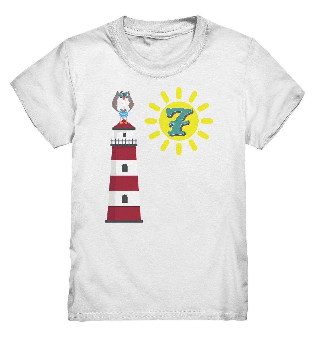 7. Geburtstag Outfit - Maritim Leuchtturm - Kids Premium Shirt-7 Jahre,7.geburtstag,fernglas,geburtstag,Geburtstagsfeier,Geburtstagsgeschenk,geburtstagsoutfit,jungen,kleinkind,leuchtturm,maritim,mädchen,möwe,seefahrer,sieben Jahre alt,siebenjährig,siebenter Geburtstag,siebter geburtstag,sonne,unisex