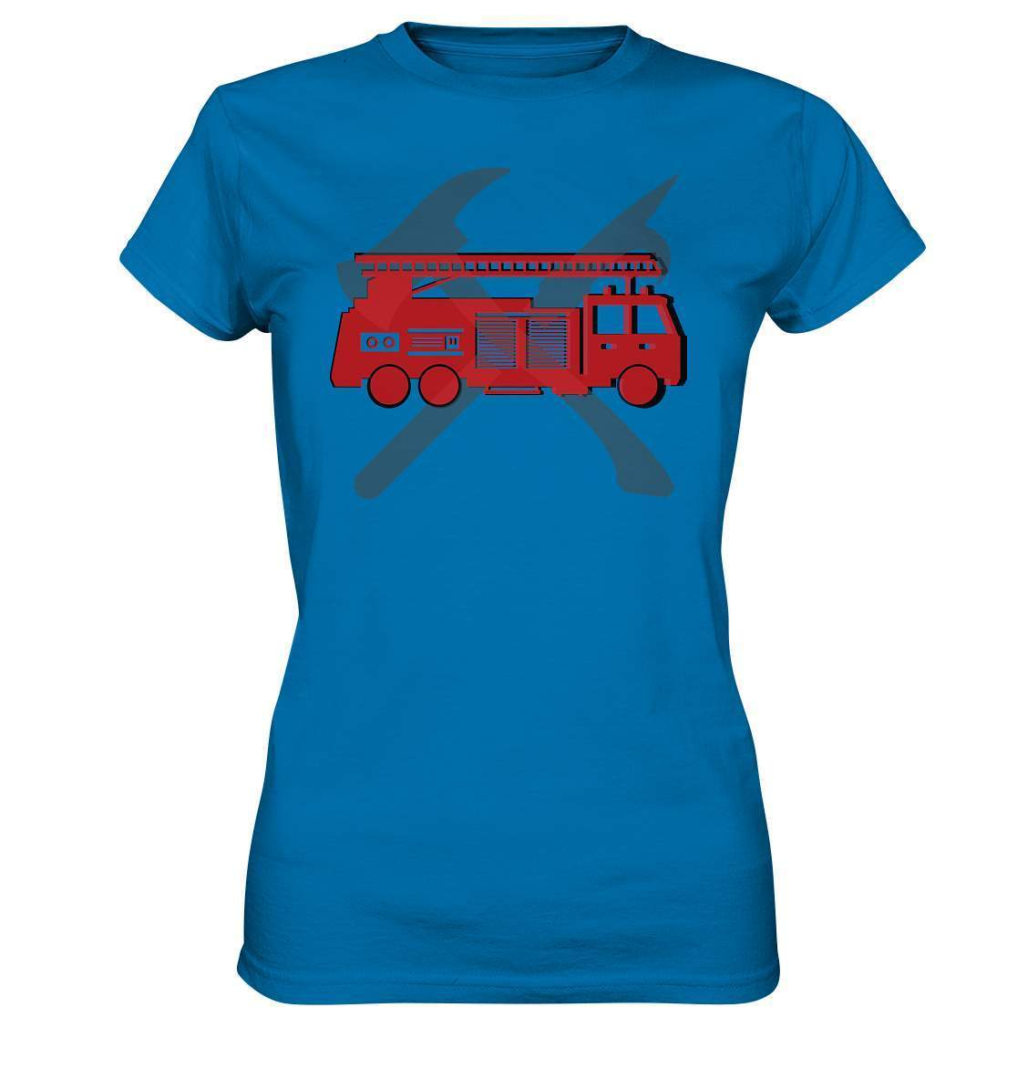 Feuerwehr Auto und Feuerlöschwerkzeuge - Ladies Premium Shirt-berufsfeuerwehr,feuerwehr,Feuerwehrfrau,Feuerwehrmann,freiwillige feuerwehr,geschenk,helikopter,jugendfeuerwehr,jungen,mädchen