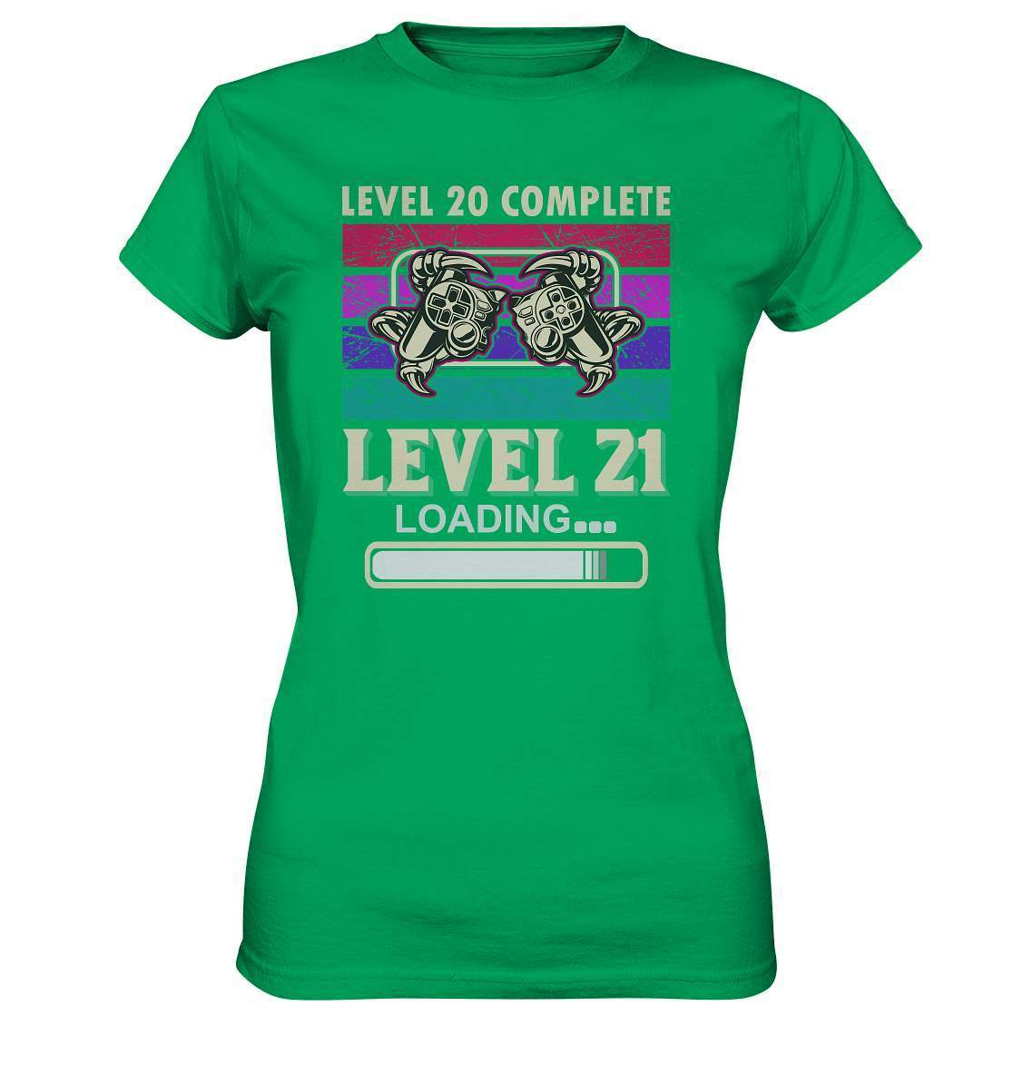 Zocker Outfit zum Geburtstag Level 20 Completed Level 21 Loading - Ladies Premium Shirt-computer,controller,gamepad,gamer,geboren zum zocken,geborener zocker,joystick,Konsole,Level 20 completed,spielkonsole,zocken,zockerleidenschaft