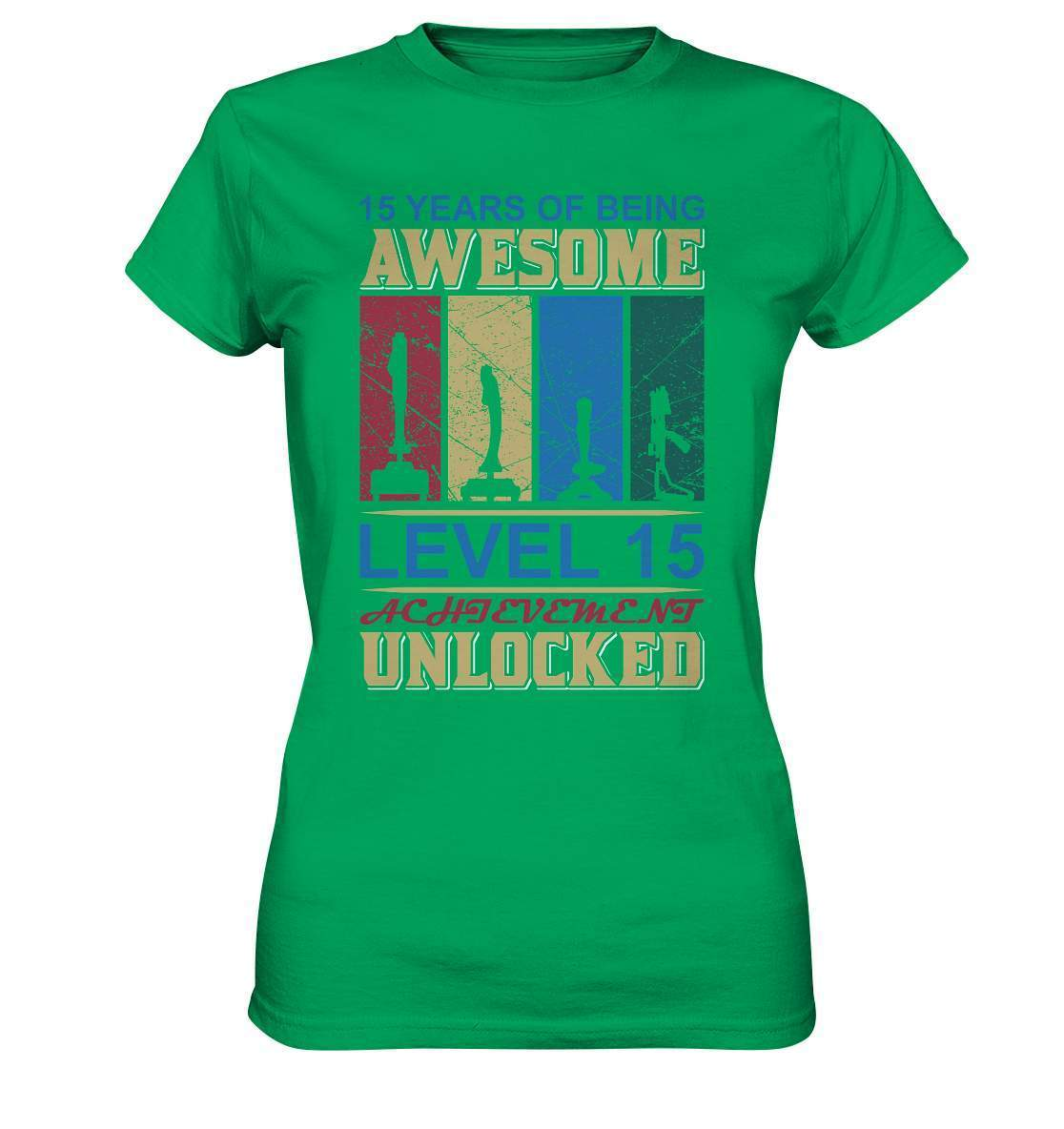 Zocker Outfit zum Geburtstag Level 15 unlocked - Ladies Premium Shirt-computer,controller,gamepad,gamer,geboren zum zocken,geborener zocker,joystick,Konsole,Level 15 unlocked,spielkonsole,zocken,zockerleidenschaft