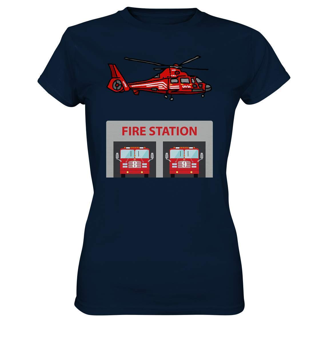 Feuerwehr Helikopter Fire Station - Ladies Premium Shirt-berufsfeuerwehr,feuerwehr,Feuerwehrfrau,Feuerwehrmann,freiwillige feuerwehr,geschenk,helikopter,jugendfeuerwehr,jungen,mädchen