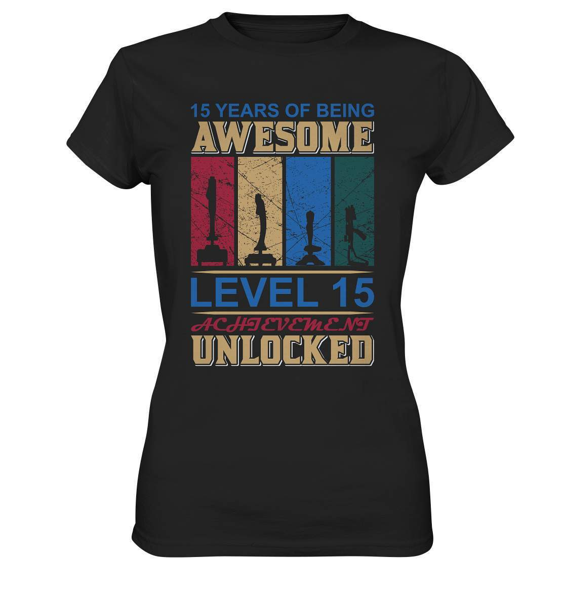 Zocker Outfit zum Geburtstag Level 15 unlocked - Ladies Premium Shirt-computer,controller,gamepad,gamer,geboren zum zocken,geborener zocker,joystick,Konsole,Level 15 unlocked,spielkonsole,zocken,zockerleidenschaft