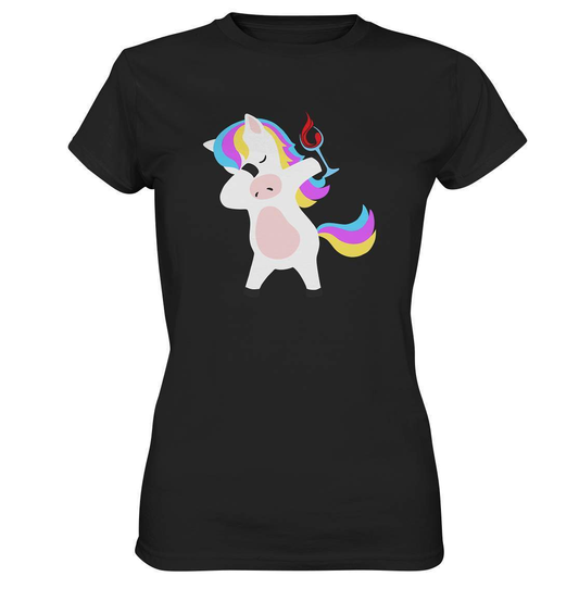 Dabbing Einhorn mit Weinglas - Ladies Premium Shirt-beliebtes Einhorn shirt,bunt,champangner,cooles Einhorn,cooles outfit,DAB,dabbing,dabbing einhorn,Einhorn,einhorn eskalieren,einhorn mit weinglas,einhorn t-shirt,einhornliebe,fabel,JGA Outfit,märchen,Partyzeit,schnaps,süßes Einhorn,wein,Weinglas,weinliebe