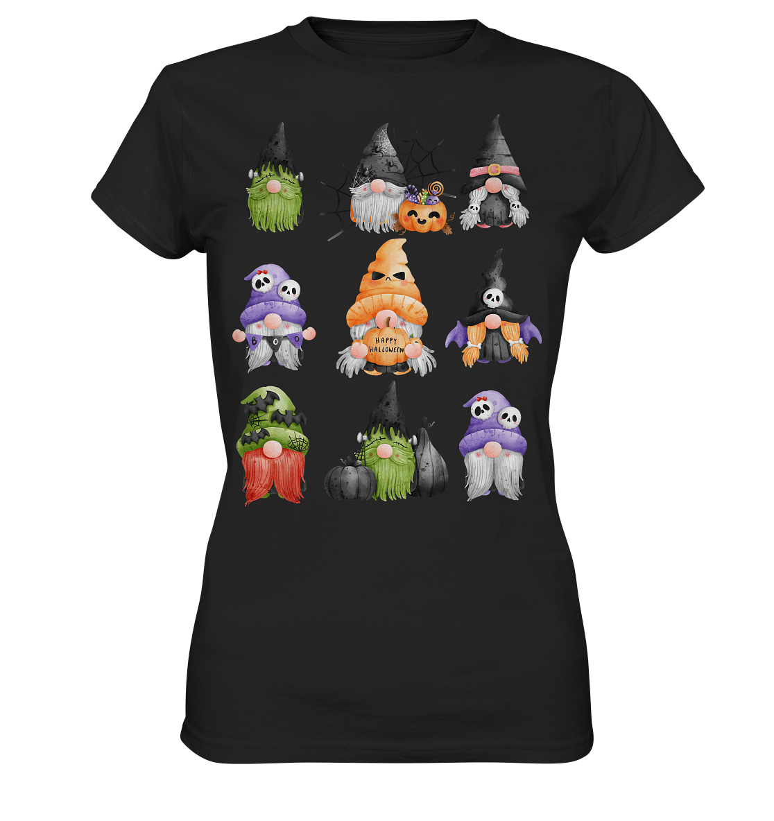 Halloween Gnome Shirt, Halloween Shirt, Herbst T-Shirt, Gnome Gesichter Shirt, Halloween Outfit, Wichtel Halloween Kostüm - Ladies Premium Shirt