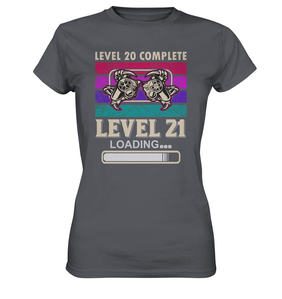 Zocker Outfit zum Geburtstag Level 20 Completed Level 21 Loading - Ladies Premium Shirt-computer,controller,gamepad,gamer,geboren zum zocken,geborener zocker,joystick,Konsole,Level 20 completed,spielkonsole,zocken,zockerleidenschaft