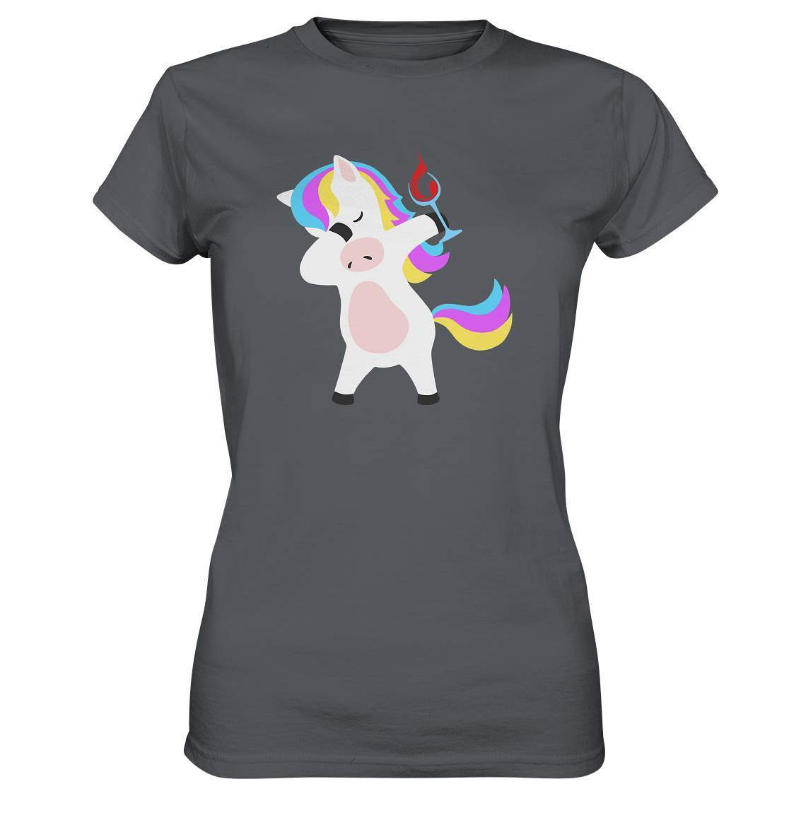 Dabbing Einhorn mit Weinglas - Ladies Premium Shirt-beliebtes Einhorn shirt,bunt,champangner,cooles Einhorn,cooles outfit,DAB,dabbing,dabbing einhorn,Einhorn,einhorn eskalieren,einhorn mit weinglas,einhorn t-shirt,einhornliebe,fabel,JGA Outfit,märchen,Partyzeit,schnaps,süßes Einhorn,wein,Weinglas,weinliebe