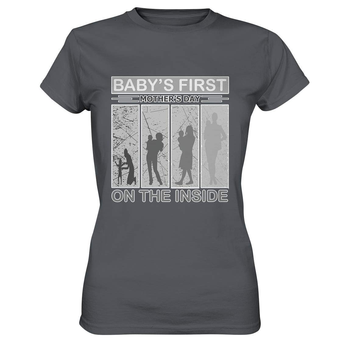 Schwanger zum Muttertag Baby's first Mothers Say on the inside - Ladies Premium Shirt-Ankündigung,baby,geschenk,geschenk zum Muttertag,mama,Muttertag,muttertagsgeschenk,Schwanger,schwangerschaft,schwangerschaft verkünden,trimester