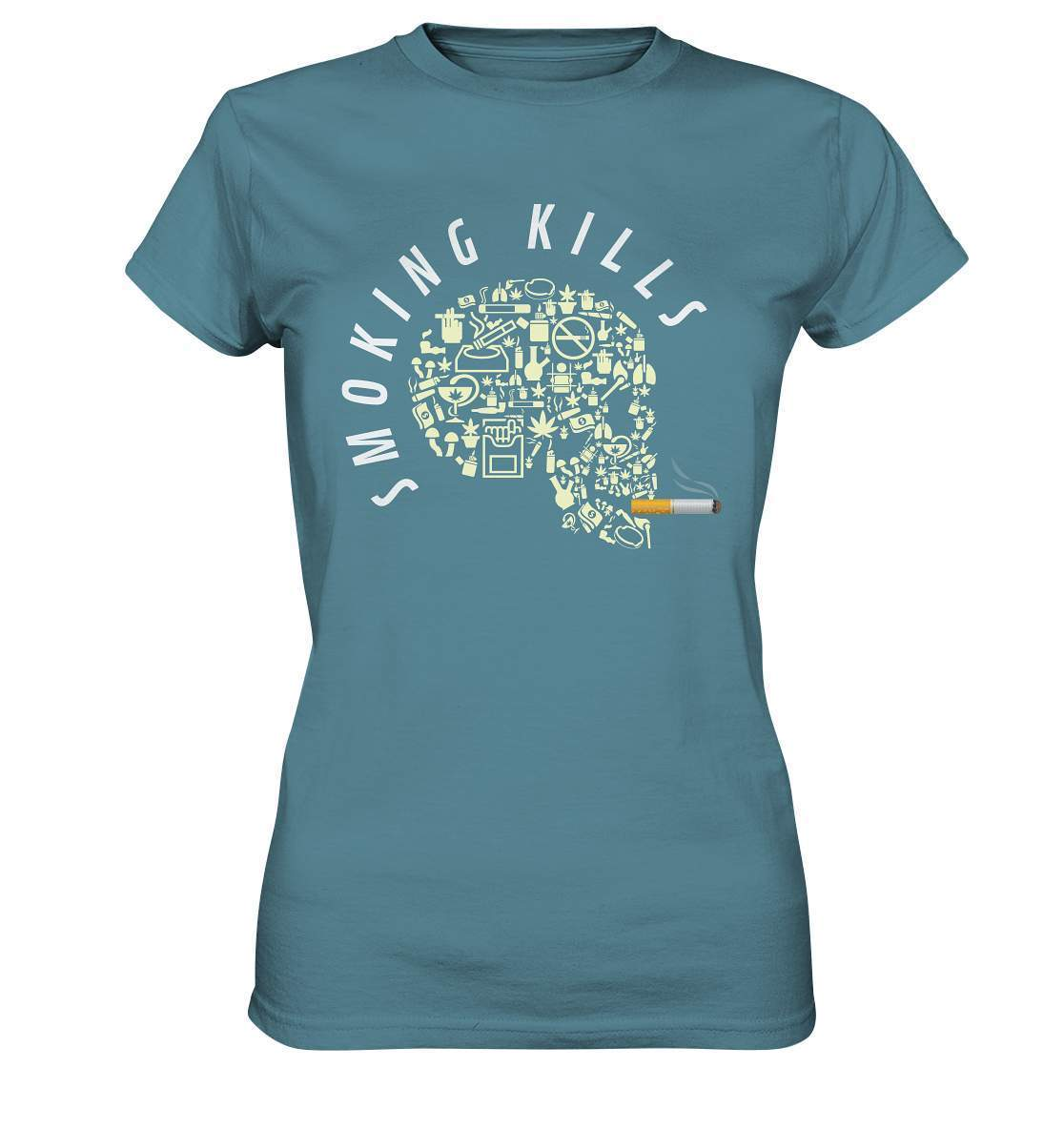 Nichtraucher "Smoking Kills" Skull mit Zigarette Geschenk - Ladies Premium Shirt-Aschenbecher,bong,canabis,gesund leben,nichtraucher,rauchen,rauchen ist tödlich,rauchen tötet,raucher,wasserpfeiffe,Zigaretten,zigarettenschachtel