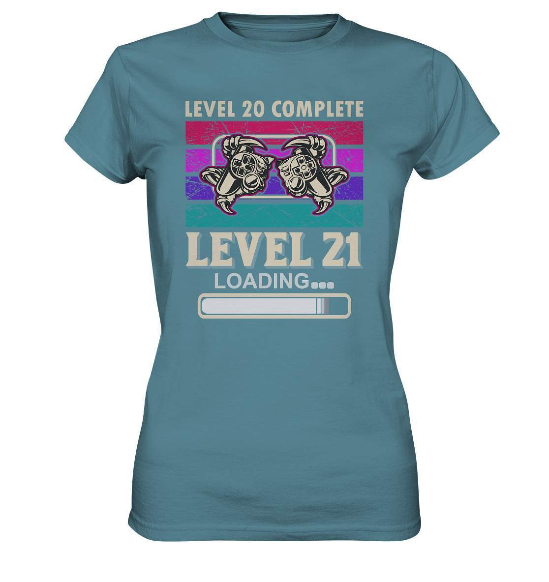 Zocker Outfit zum Geburtstag Level 20 Completed Level 21 Loading - Ladies Premium Shirt-computer,controller,gamepad,gamer,geboren zum zocken,geborener zocker,joystick,Konsole,Level 20 completed,spielkonsole,zocken,zockerleidenschaft