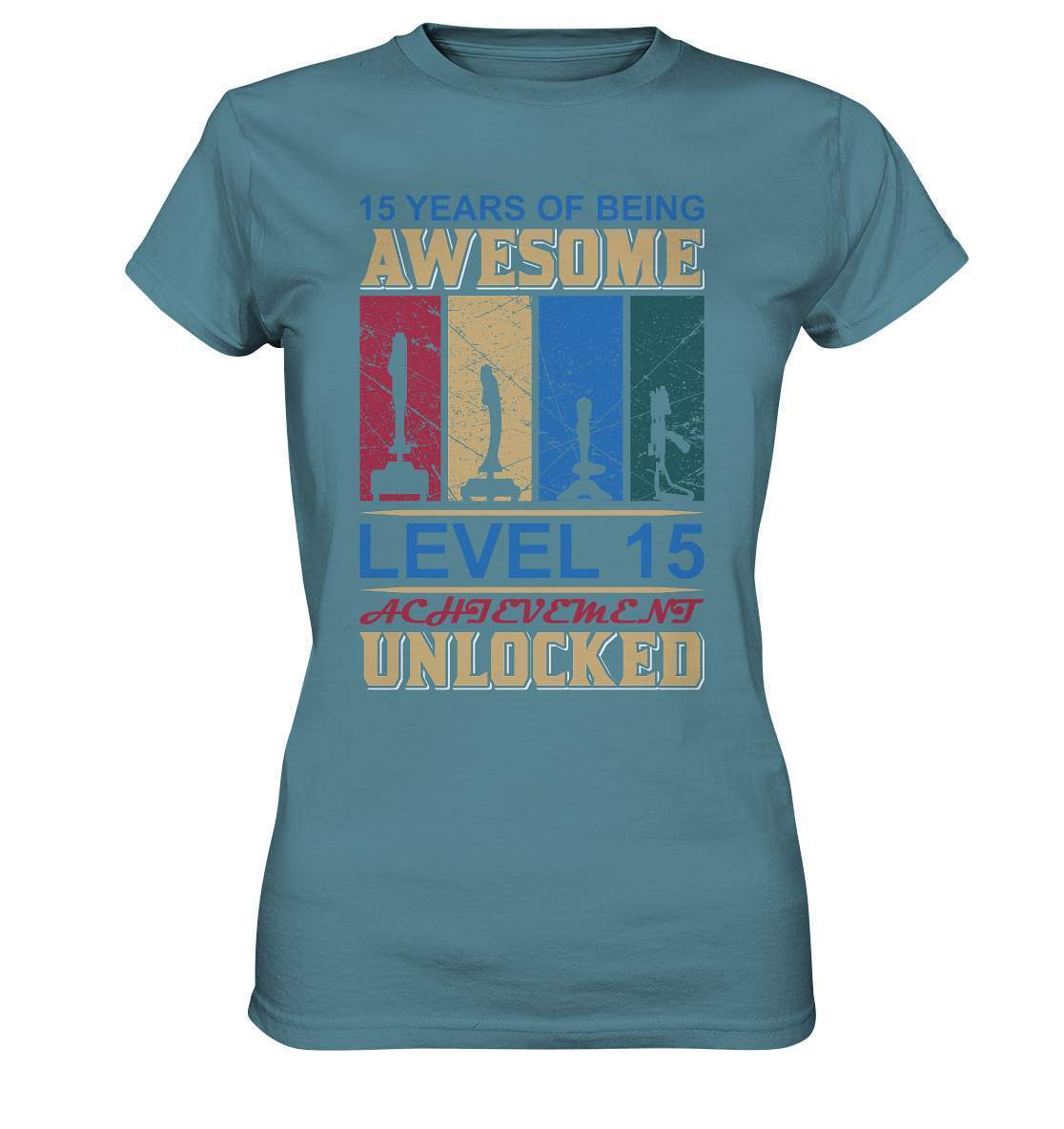 Zocker Outfit zum Geburtstag Level 15 unlocked - Ladies Premium Shirt-computer,controller,gamepad,gamer,geboren zum zocken,geborener zocker,joystick,Konsole,Level 15 unlocked,spielkonsole,zocken,zockerleidenschaft