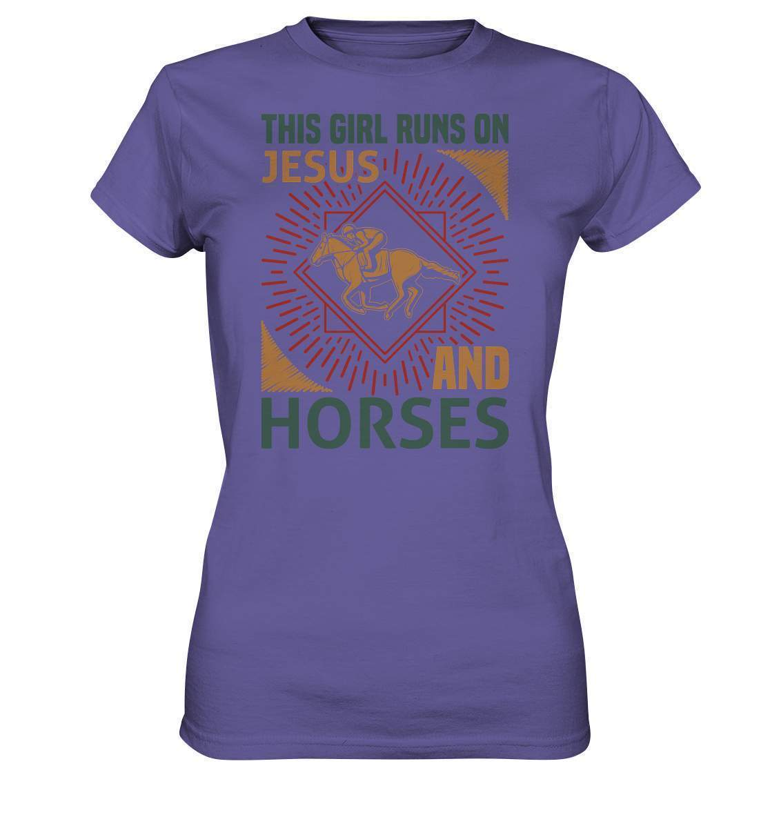 Pferde This Girl runs on Jesus and Horses - Ladies Premium Shirt-dressur,dressurpferd,Girl runs on Jesus and Horses,haflinger,pony,ponyhof,reiter,reitsport,reitverein,sattel,springpferd,springreiten