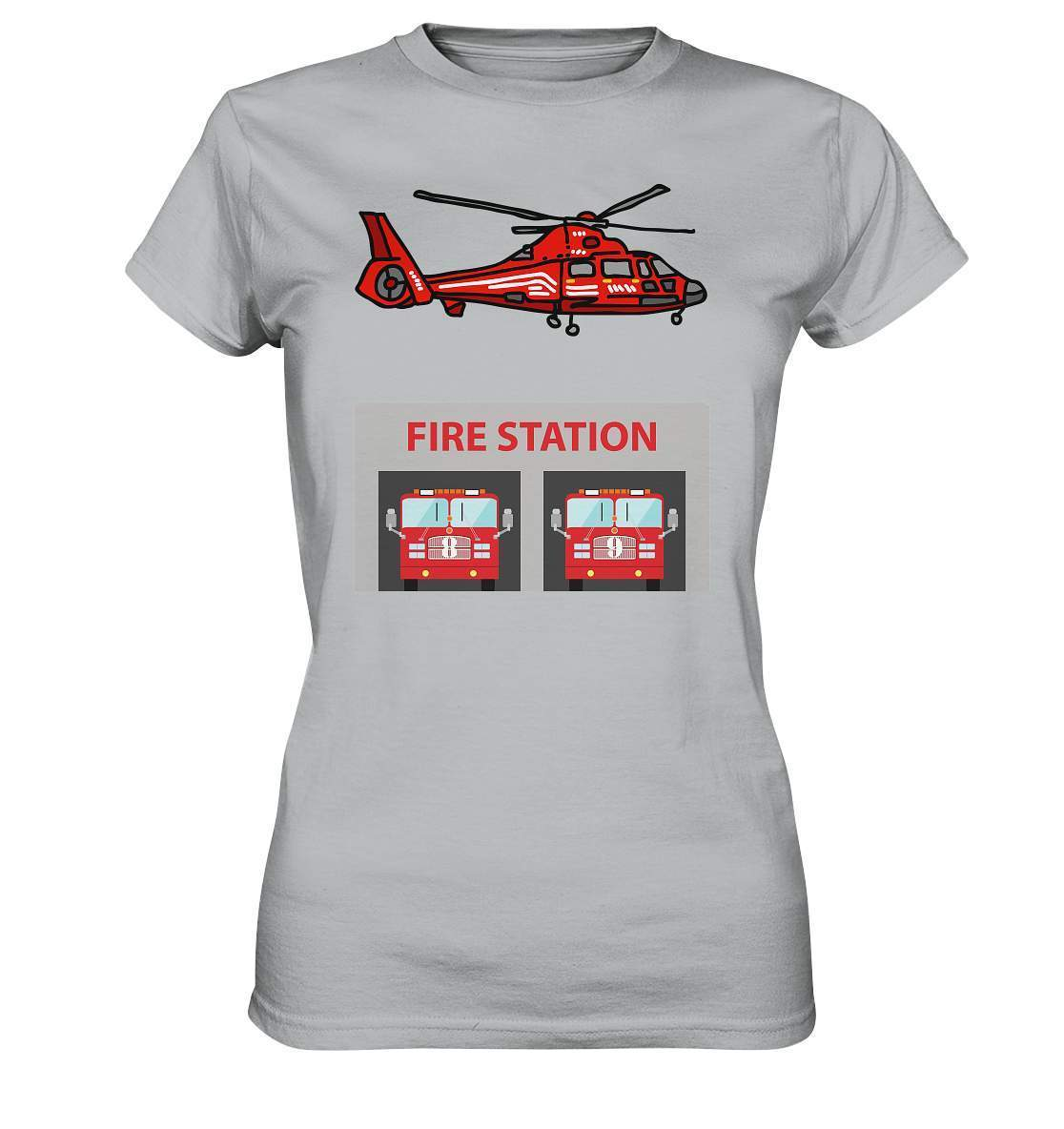 Feuerwehr Helikopter Fire Station - Ladies Premium Shirt-berufsfeuerwehr,feuerwehr,Feuerwehrfrau,Feuerwehrmann,freiwillige feuerwehr,geschenk,helikopter,jugendfeuerwehr,jungen,mädchen